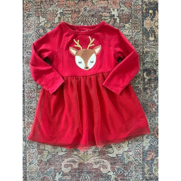 Carter’s 18 Months Baby Girl Reindeer Sequin Christmas Dress - Picture 1 of 4